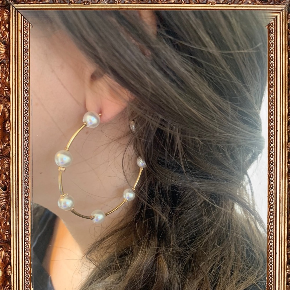 💕PEARL HOOPS